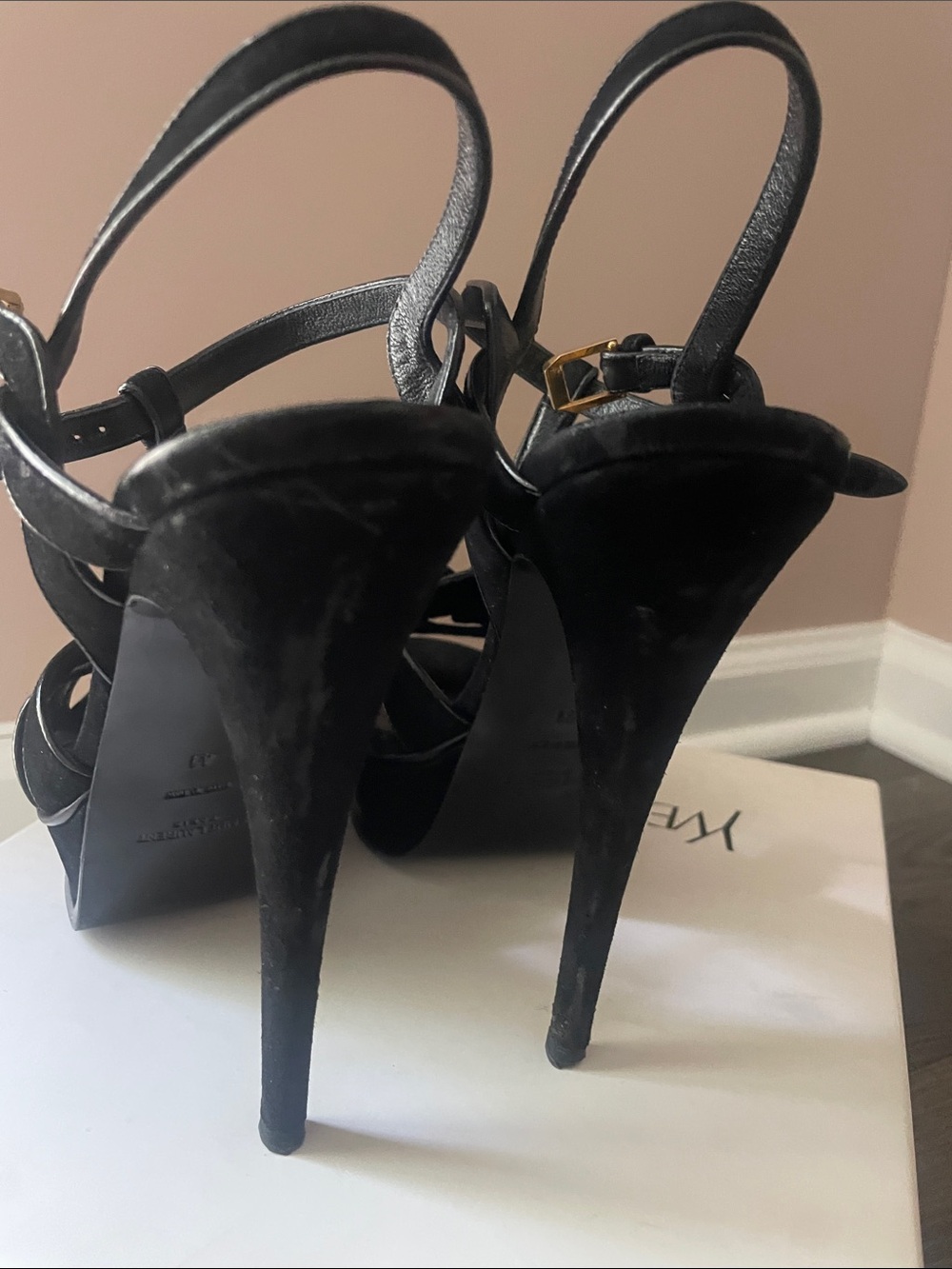Saint Laurent Tribute Black Platform Heels Sandals size 41, usa 10 - Picture 14 of 16